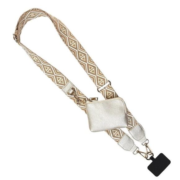 Clip & Go Phone Purse Crossbody Strap Zippered RFID Pouch Diamond Pattern Brown